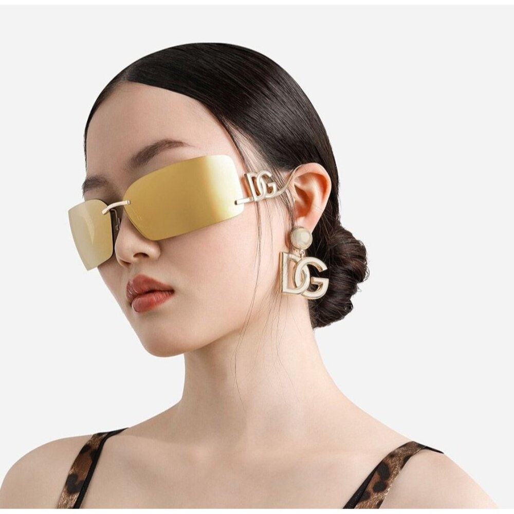 NEW NEW DOLCE&GABBANA GOLD SHIELD SUNGLASSES DG2319 02/5A